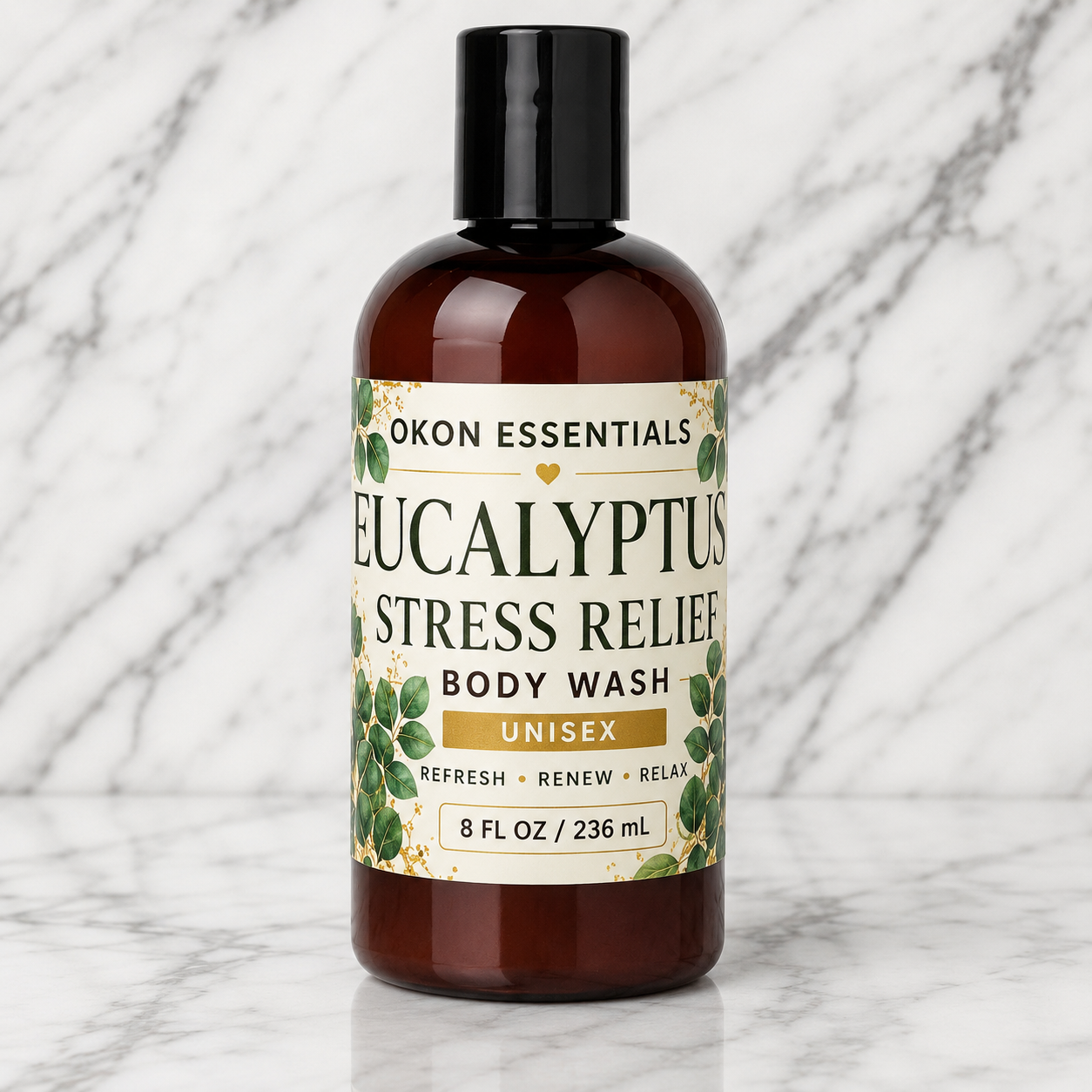 Eucalyptus Stress Relief Hydrating Body Wash – 8 oz | Okon Essentials