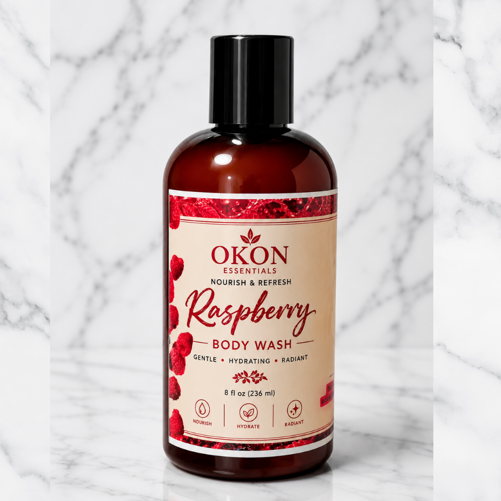 Luxury Raspberry Body Wash 8oz | Moisturizing Women’s Body Wash by Okon Essentials
