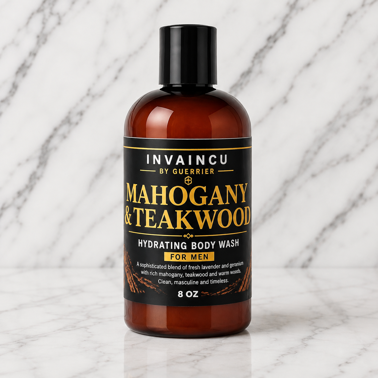 Mahogany & Teakwood Hydrating Body Wash – 8 oz | Invaincu by Guerrier