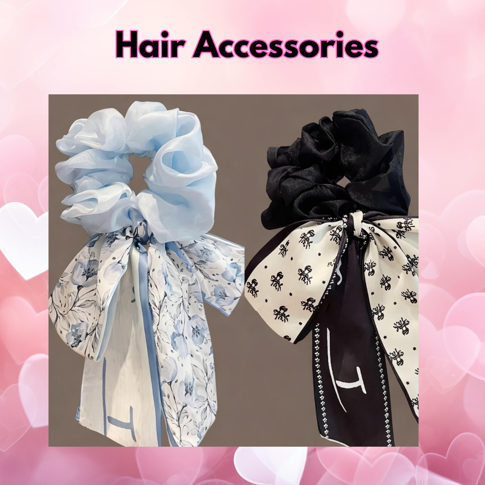 Grey Blue Black Scrunchies & Hair Ties Set 12-piece set