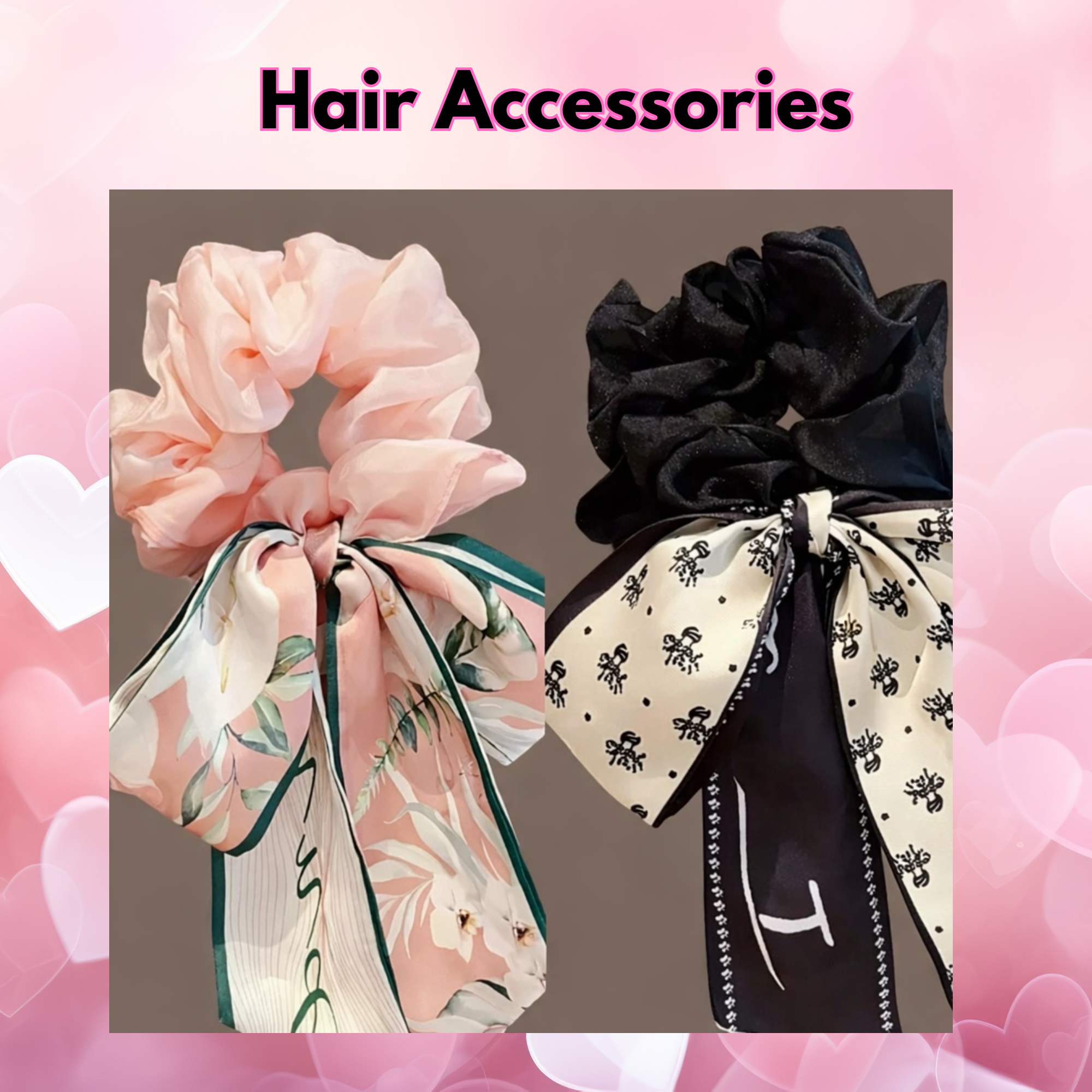 Midnight Floral & Satin Scarf Scrunchie Set - 12 Piece Deluxe Kit