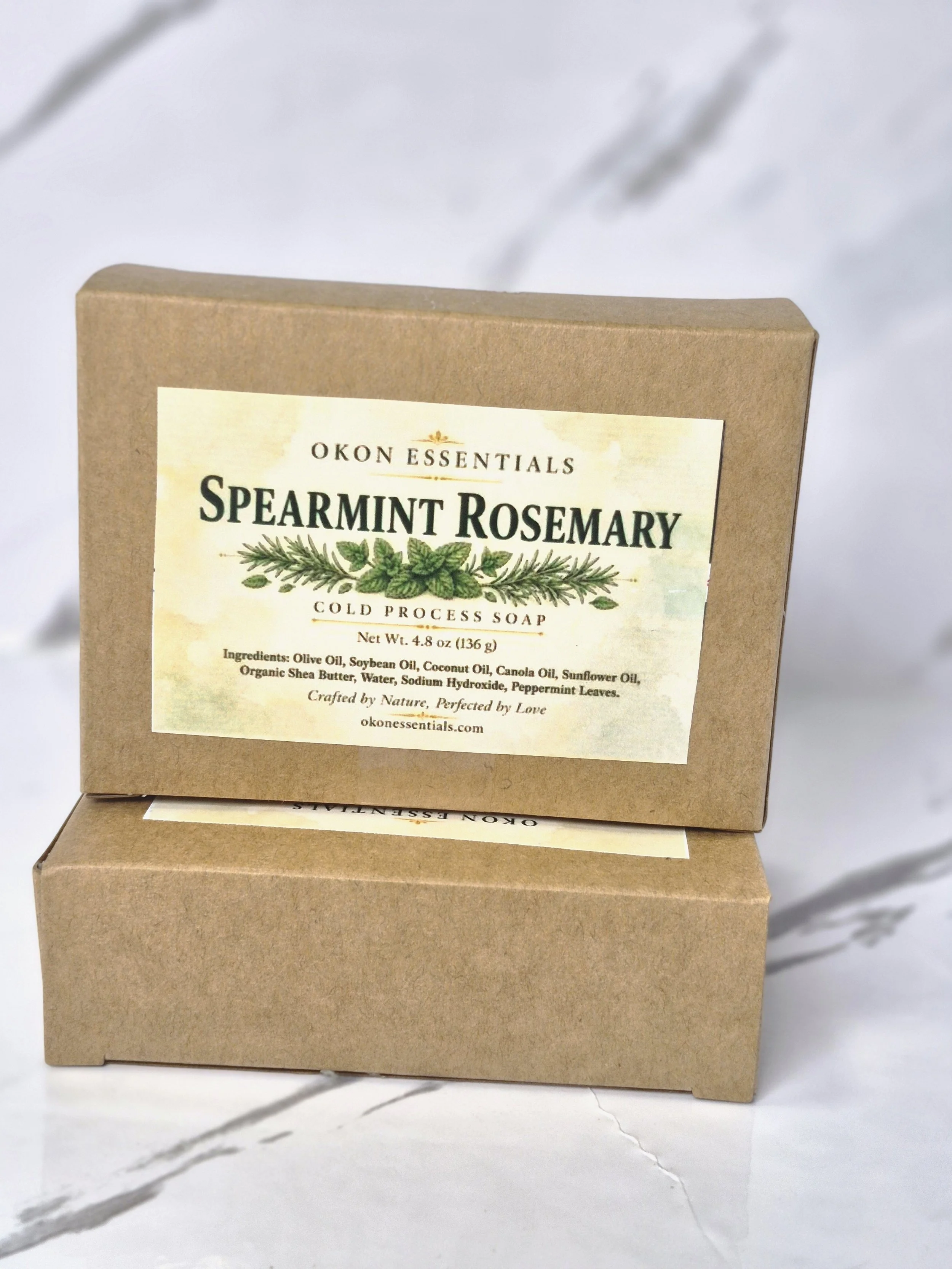 Spearmint Rosemary Cold Process Soap | Exfoliating Peppermint Leaf Soap – 2 Pack