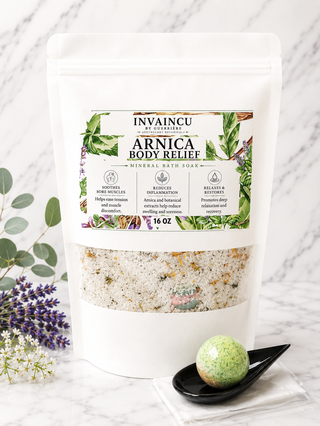Arnica Body Relief Bath Soak 16 oz | Magnesium & Botanical Mineral Soak