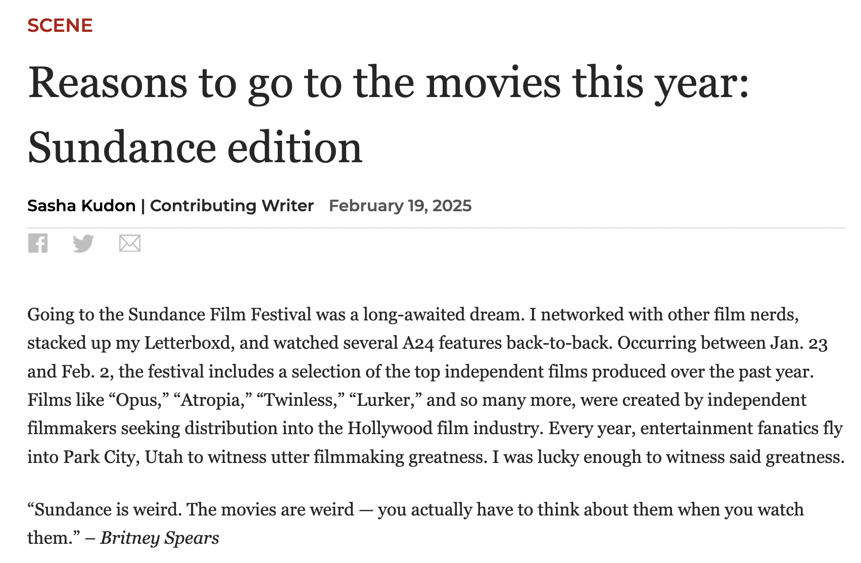 Student Life Article