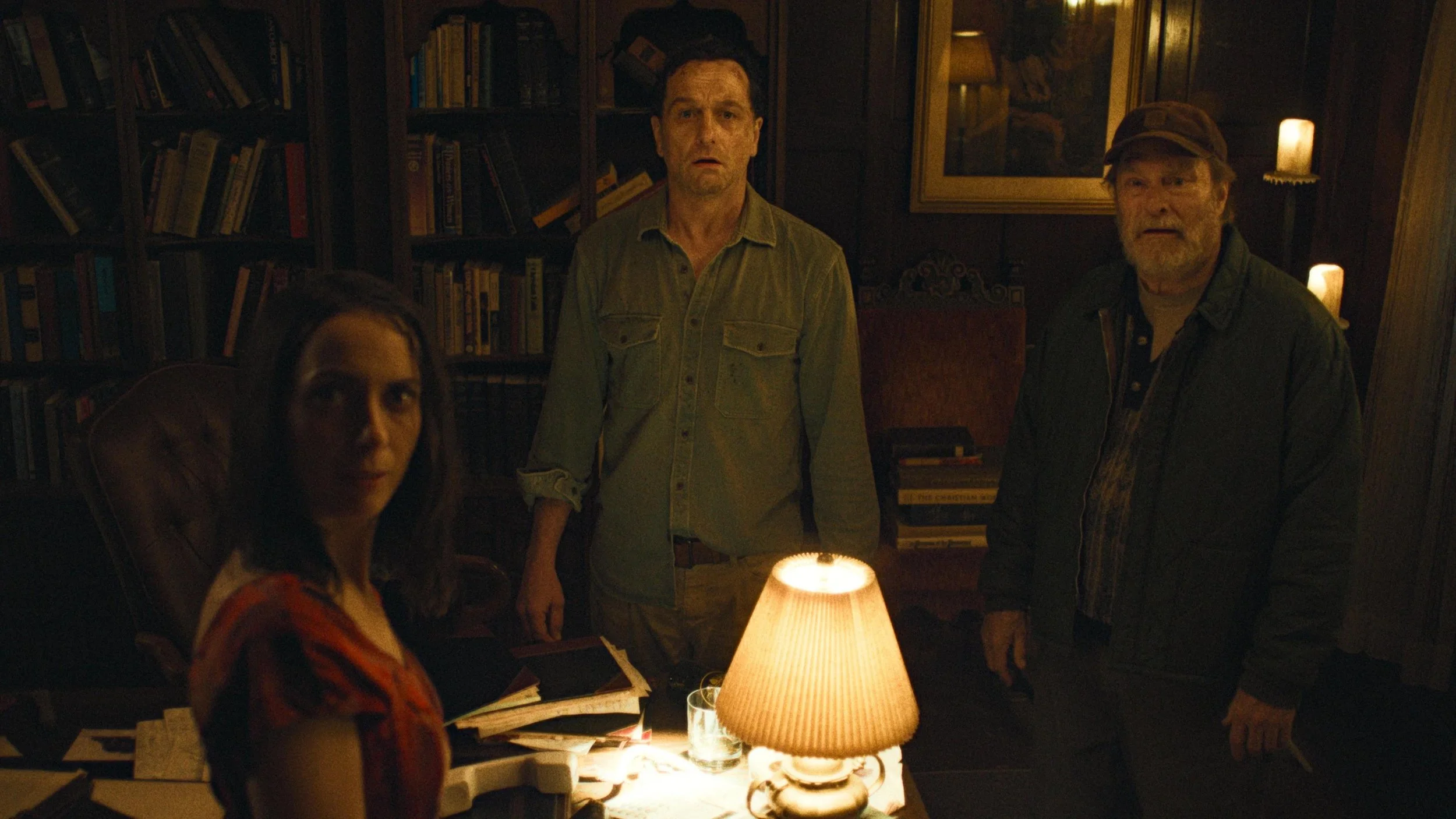 Kate O'Flynn, Matthew Rhys, and Stephen Root in Widow’s Bay | Credit: Apple TV