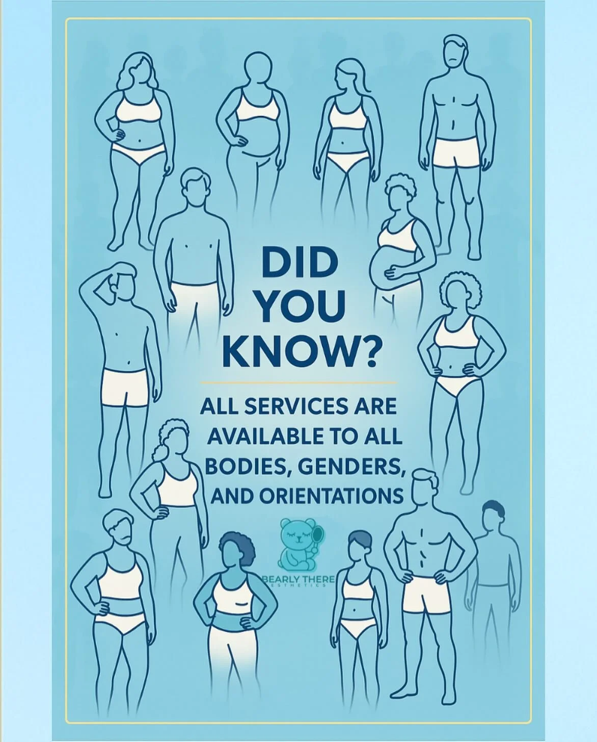 Self care is for everyone💙
Every wax, lash and brow service is available to every body.