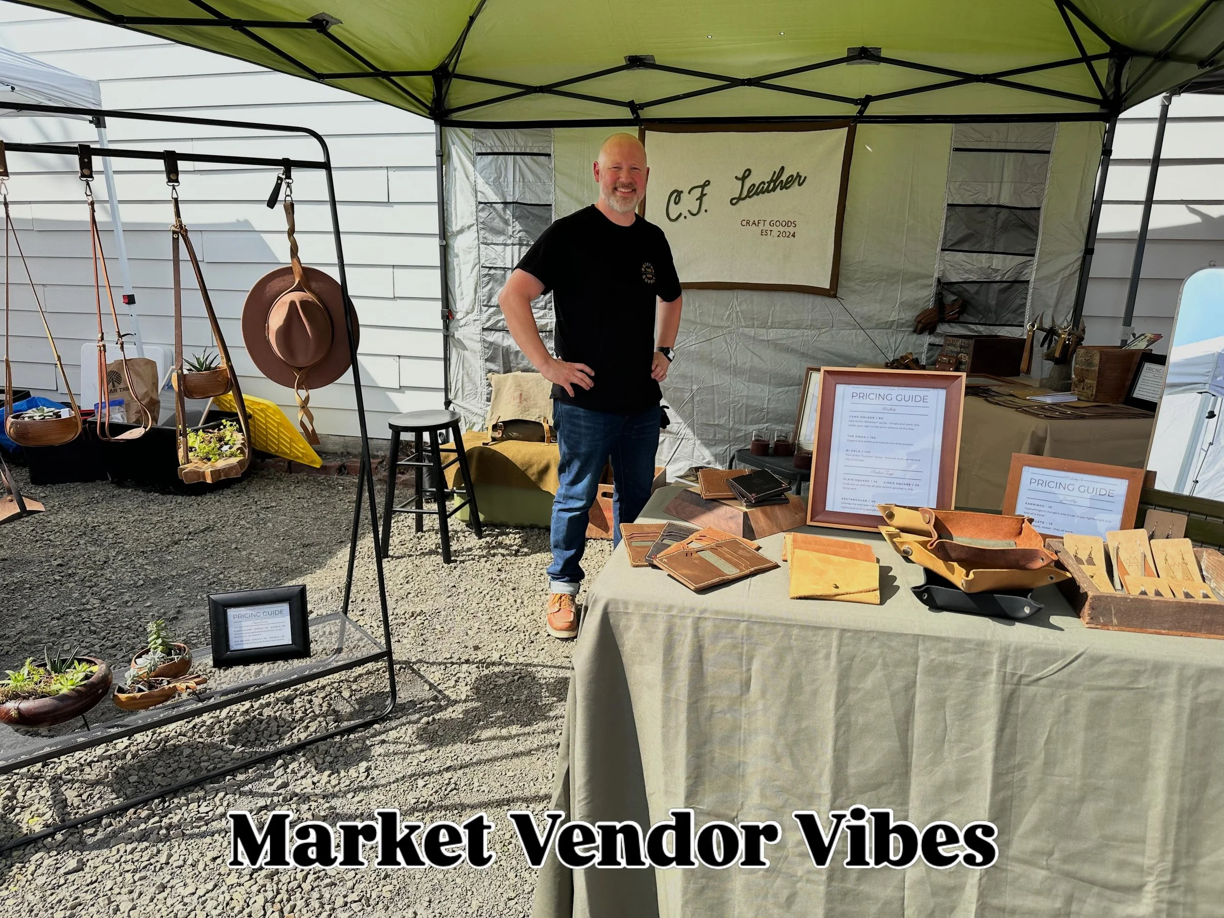 Market Vendor Vibes - Started showing my leather goods at local events. Getting myself and my creative side out there this year. Everyone has been very supportive and encouraging with this journey which I greatly appreciate. Looking forward to seeing