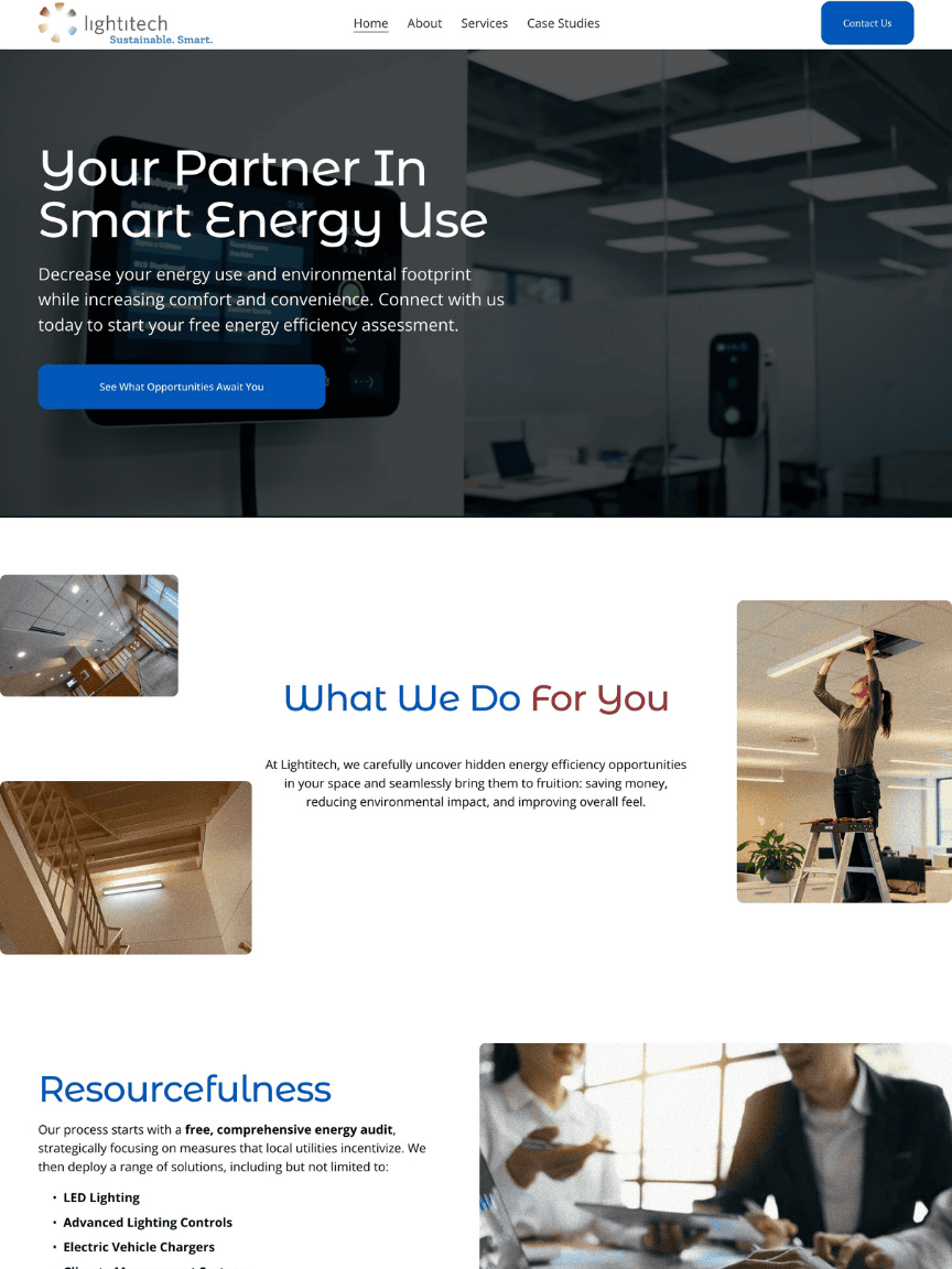 Homepage of Lightitech website