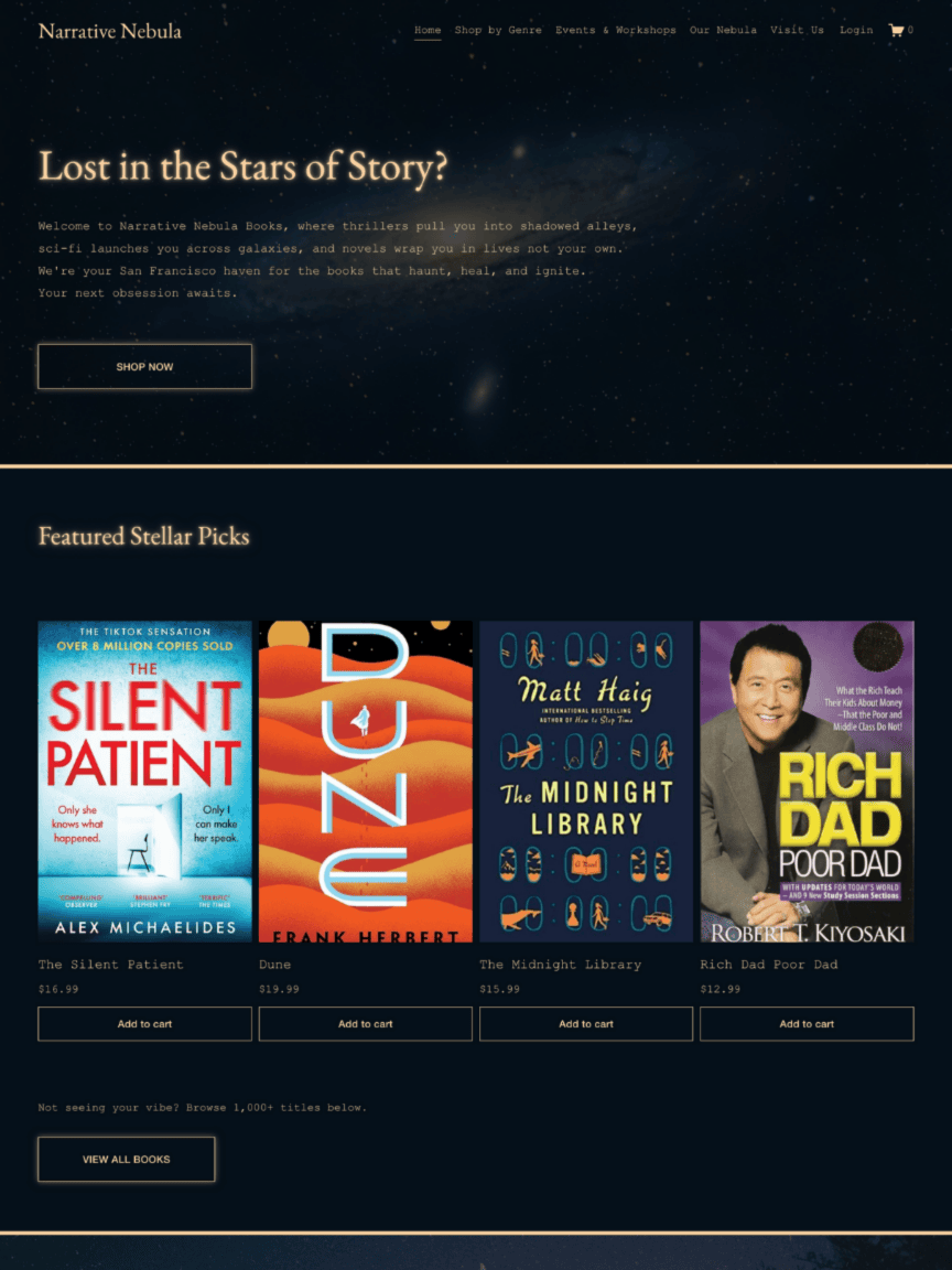 Narrative Nebula Homepage