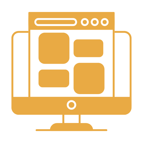 Icon of a computer monitor displaying a grid of four photo thumbnails.