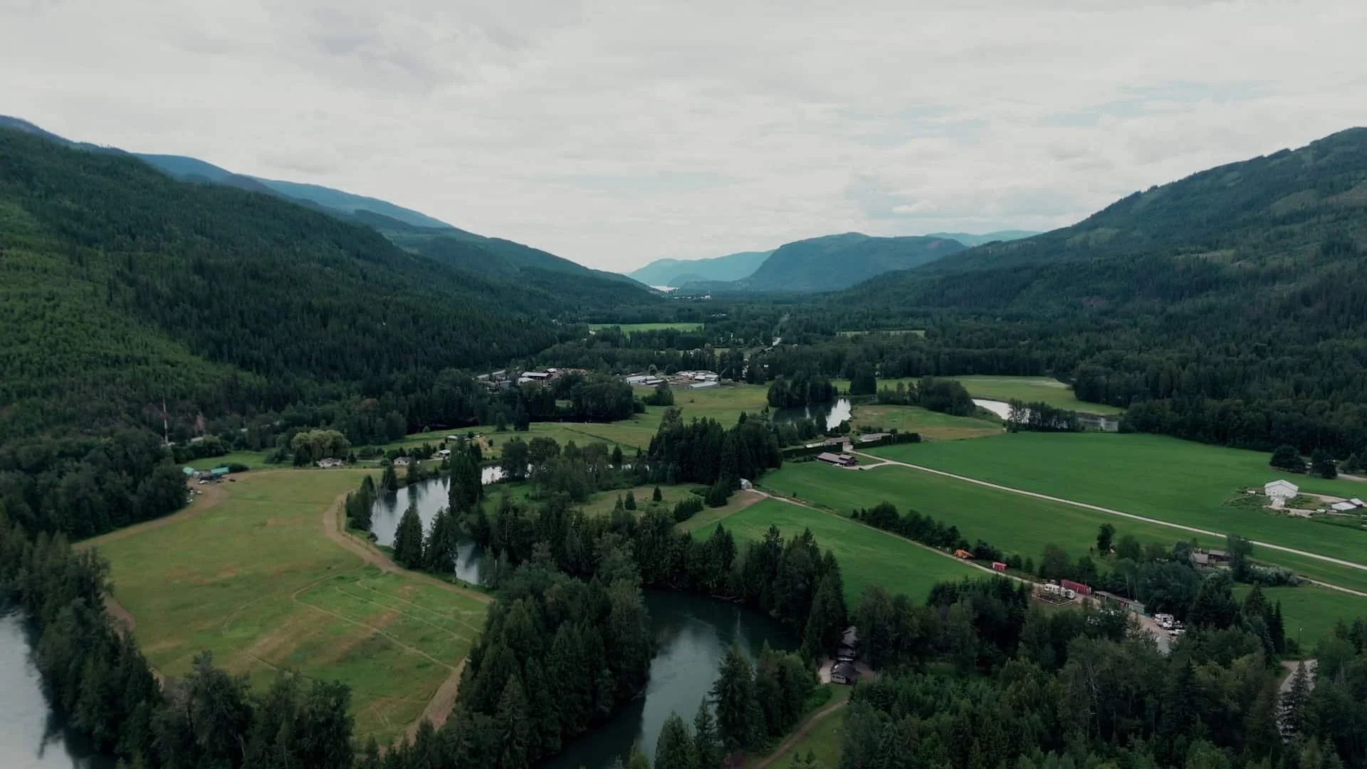 Drone photo of Okanagan valley, shot by a Vernon BC videographer