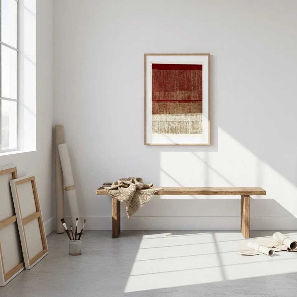 The Terra Series reimagines handcrafted weavings as museum-quality archival prints &mdash; created for refined hospitality and architectural interiors.
Earth pigments. Organic texture. Understated luxury.

📩 For bespoke commissions &amp; wholesale i