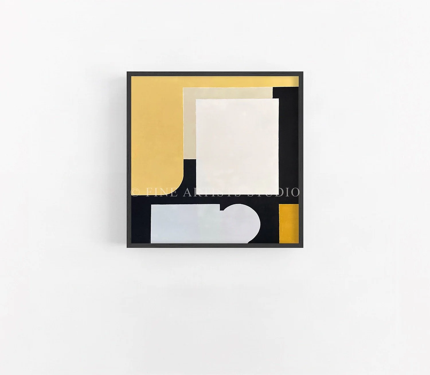 "Signal VII" by Spyridon Andrikou, a vertical abstract acrylic painting with a rich terracotta red background and contrasting black and white shapes.