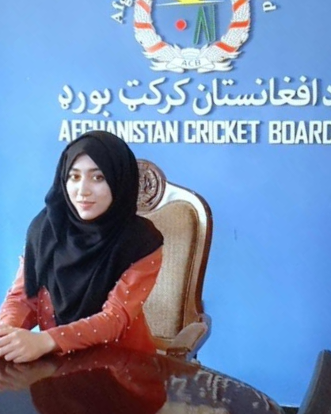 Sadaf Mohammadi having her moment at the Afghanistan Cricket Board.