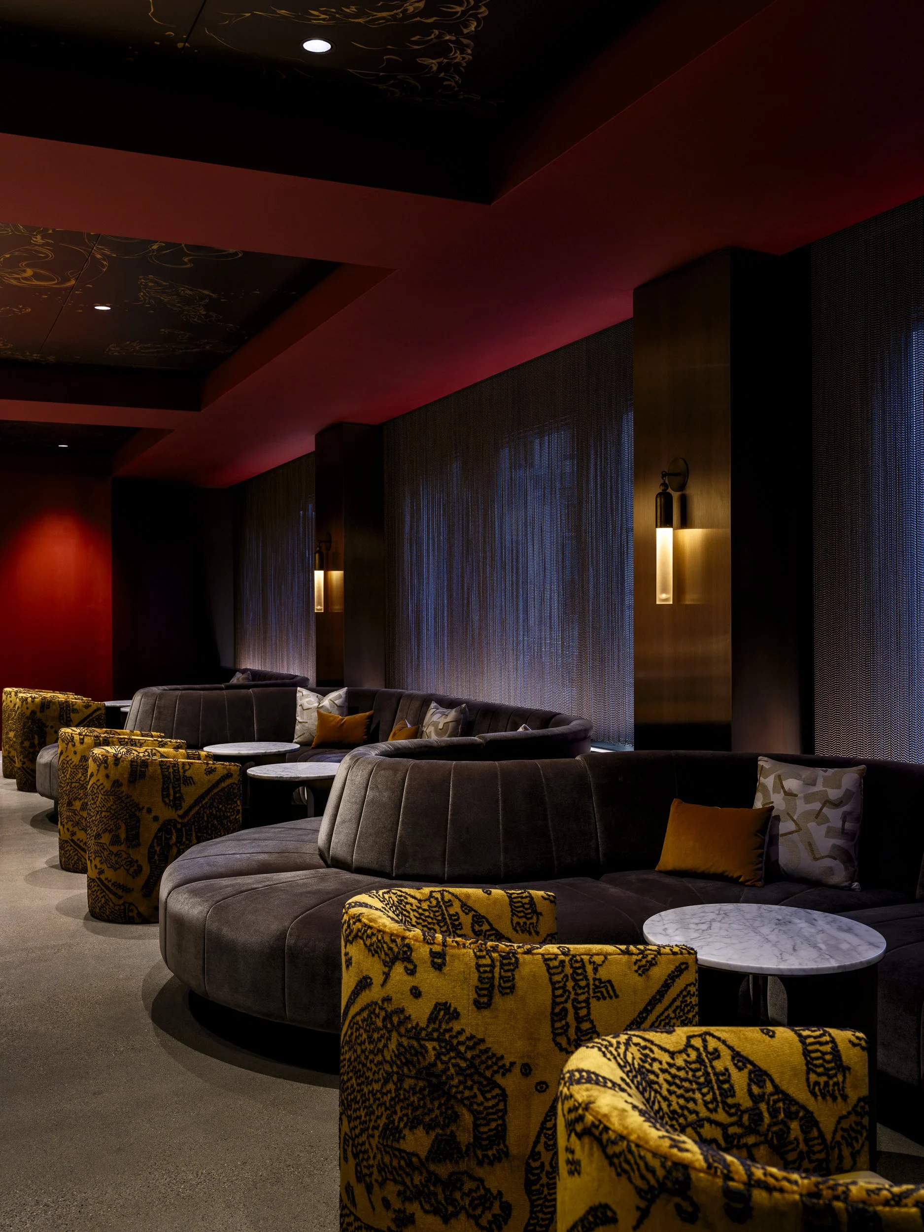 Aries Club Designed by Gensler Boston MA modern futuristic design Lounge Bar area 