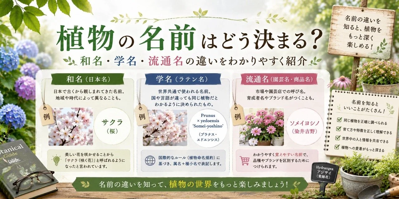 植物の名前はどう決まる？和名・学名・流通名の違いをわかりやすく紹介