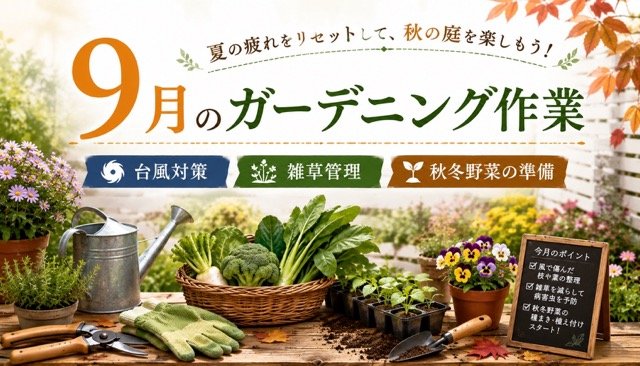 9月のガーデニング作業｜台風対策・雑草管理・秋冬野菜の準備