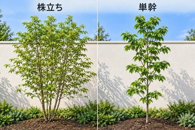 株立ちと一本立ち（単幹）