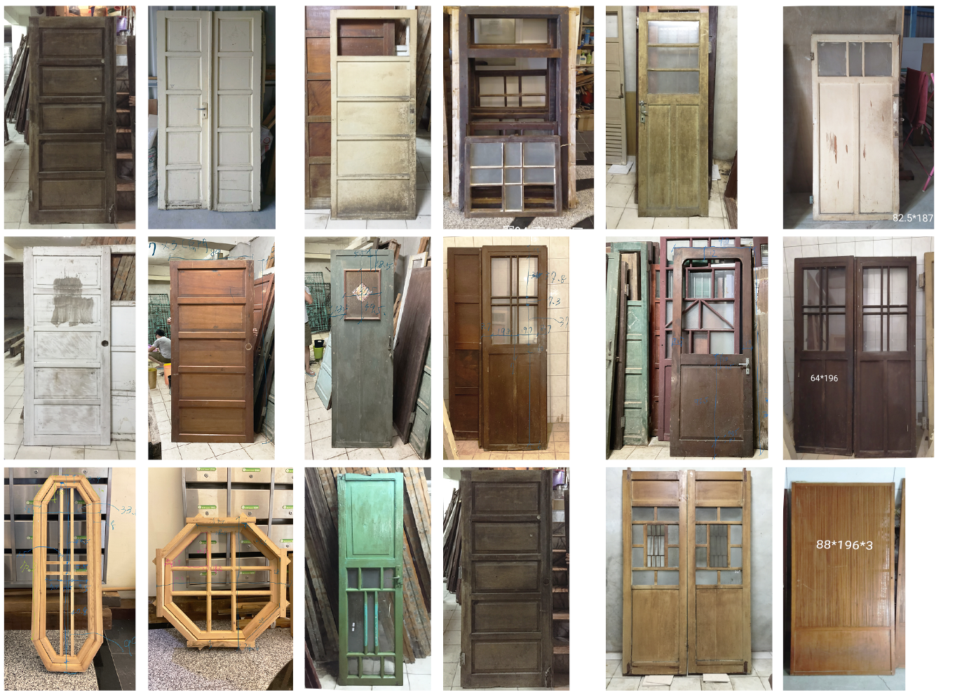 SongChuanJu Tainan housing, new build house with vintage wooden window, door  reuse