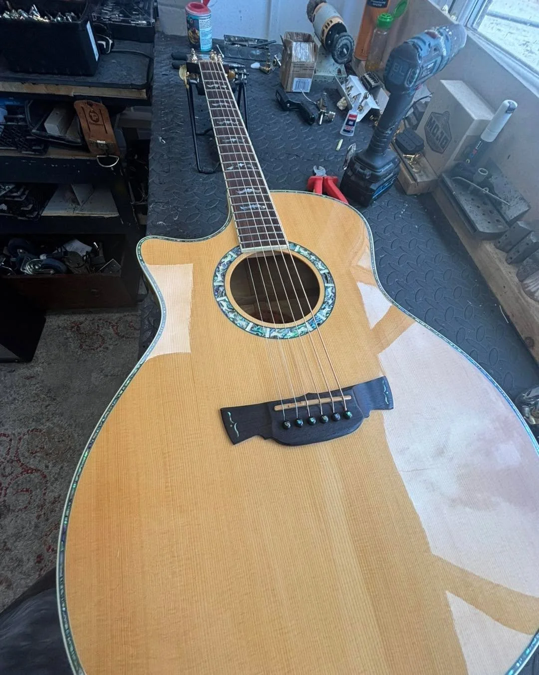 Setup and fret dress taking out them pesky dings in frets seems a hot repair atm 

Before and after