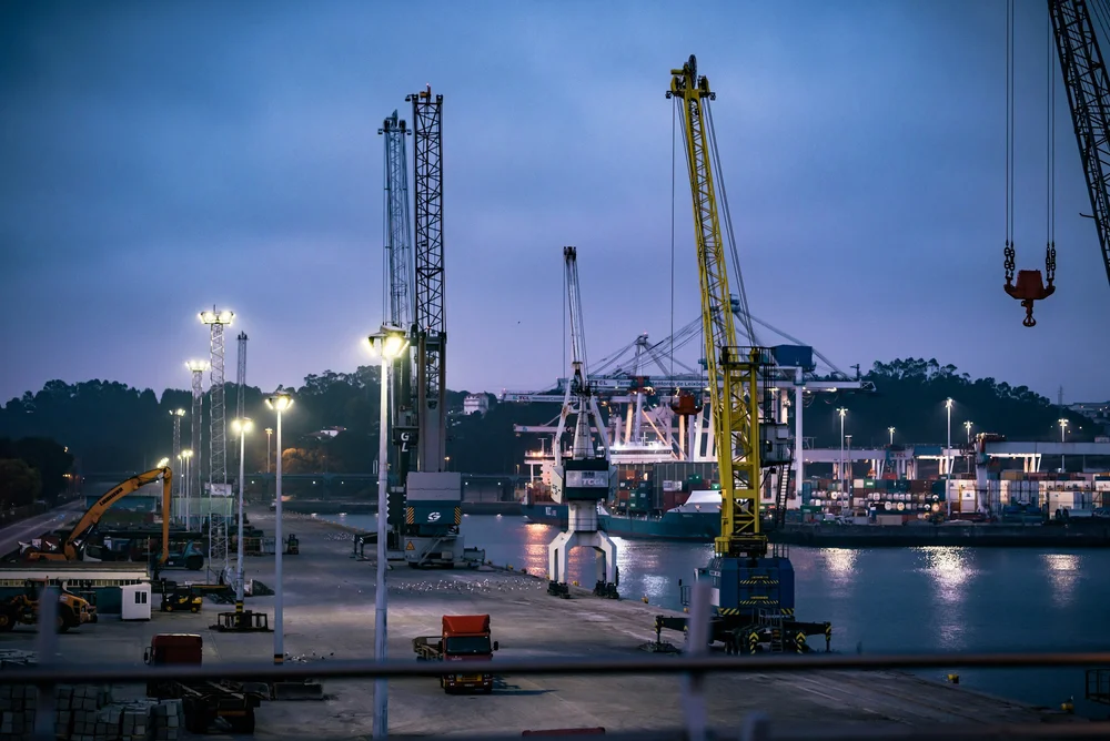 A container ship carrying exported goods
