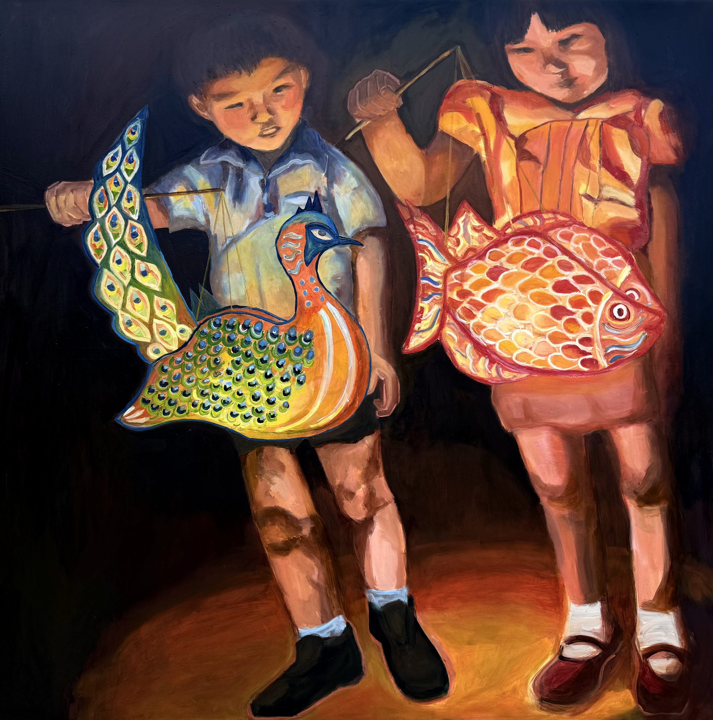 "Mid-Autumn Lantern Festival" 2026, Oil on canvas 100cm x 100cm Available for Sale 