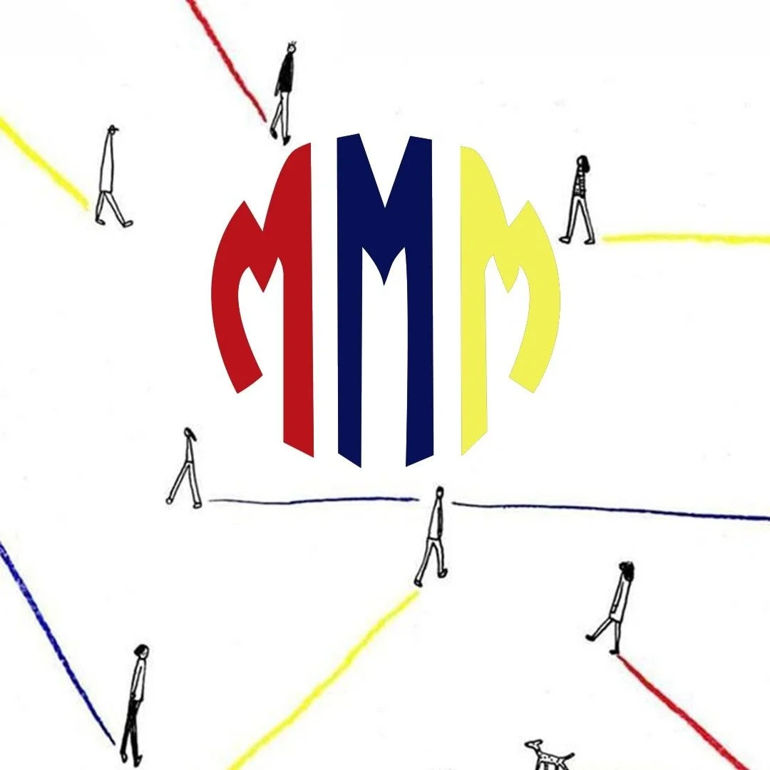 Mini Movie Marathon abstract poster featuring colorful lines and walking figures around the MMM logo, symbolizing unity and storytelling across Africa and the diaspora.