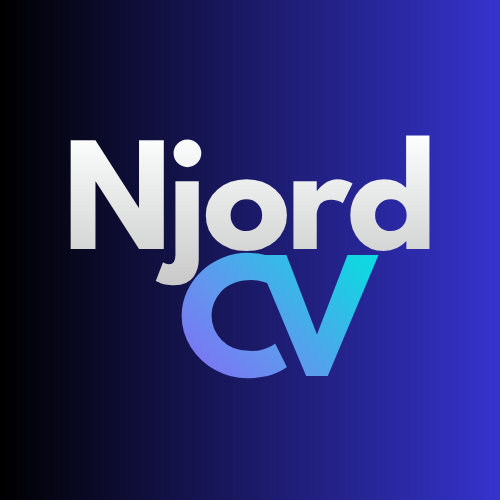 Logo with the text 'Njord CV' on a gradient blue background.