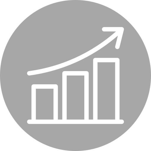 Icon of a bar chart with an upward trending arrow, symbolizing growth or progress.