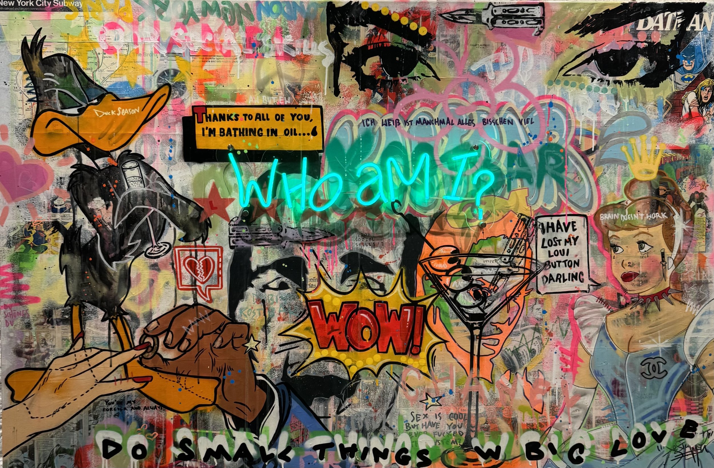 2024 - 200 x 100 x 4 cm
Mixed Media on Canvas with Neon LED.
To request information on this piece, please tap on the picture.