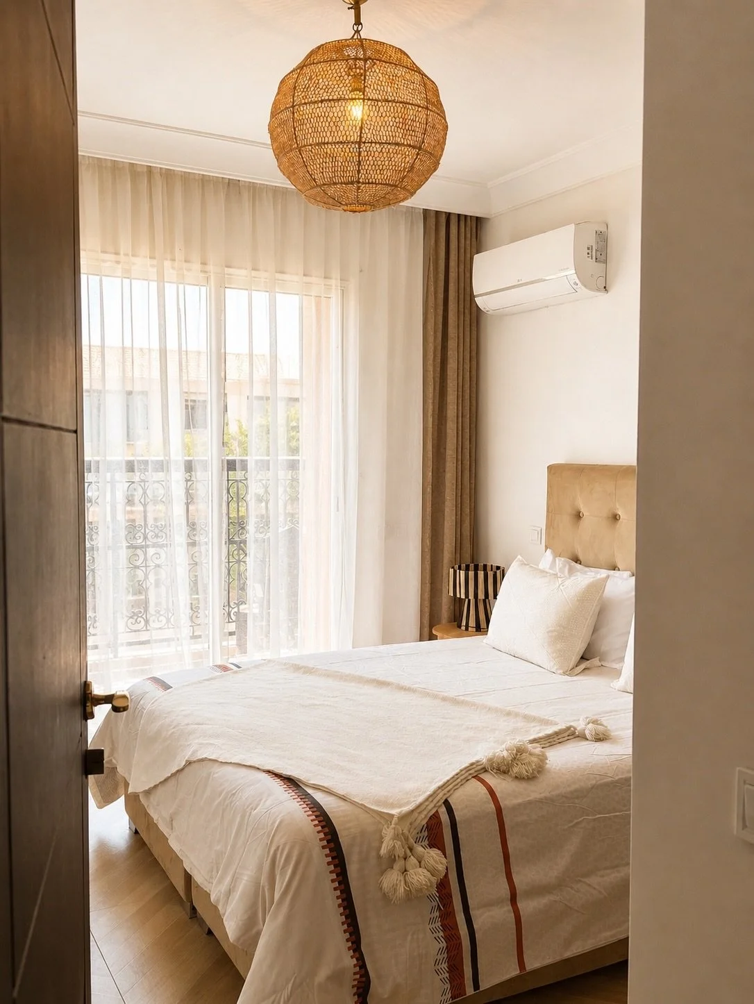 Projet Marrakech &mdash; Les chambres.

Pour ce projet, l&rsquo;objectif &eacute;tait de cr&eacute;er deux v&eacute;ritables chambres d&rsquo;h&ocirc;tel, chaleureuses et confortables, tout en conservant l&rsquo;&acirc;me solaire de l&rsquo;apparteme