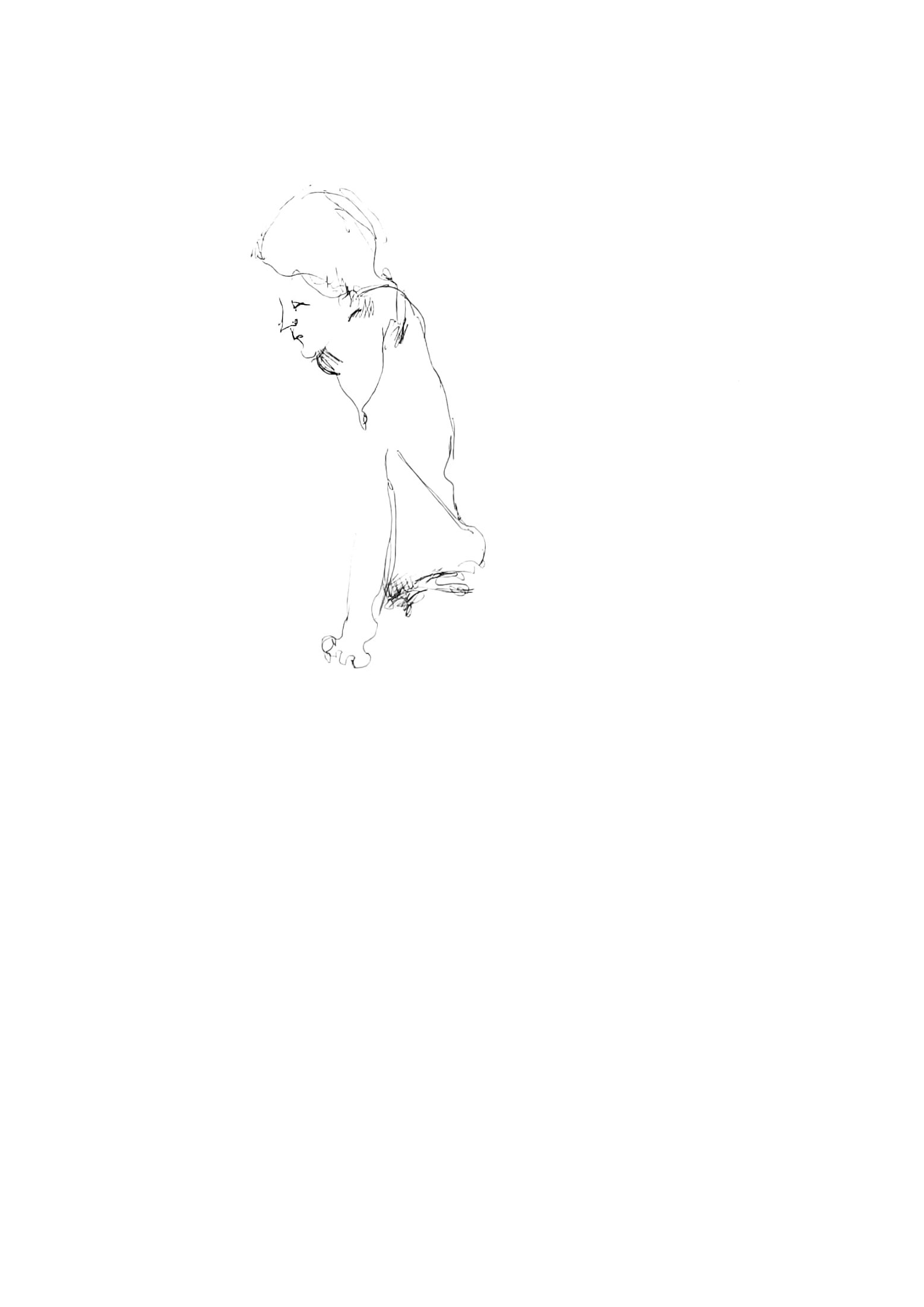 Sketchbook Idea Model Crouched - 18x24 Pen On Paper 2015.jpg