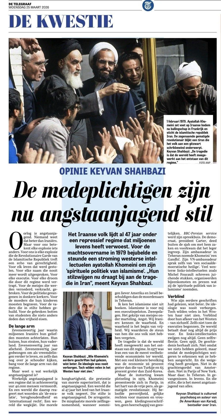 Keyvan Shahbazi: “De medeplichtigen zijn nu angstaanjagend stil”