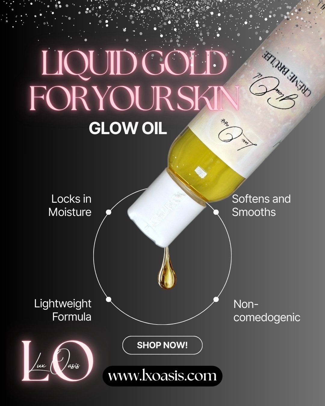 The Lux Oasis Glow Oil is the final step in your skincare oasis. We formulated this specifically for sensitive skin that needs deep hydration without the heavy, greasy feel.

Infused with botanical goodness to:
✨ Lock in moisture all day.
✨ Calm redn