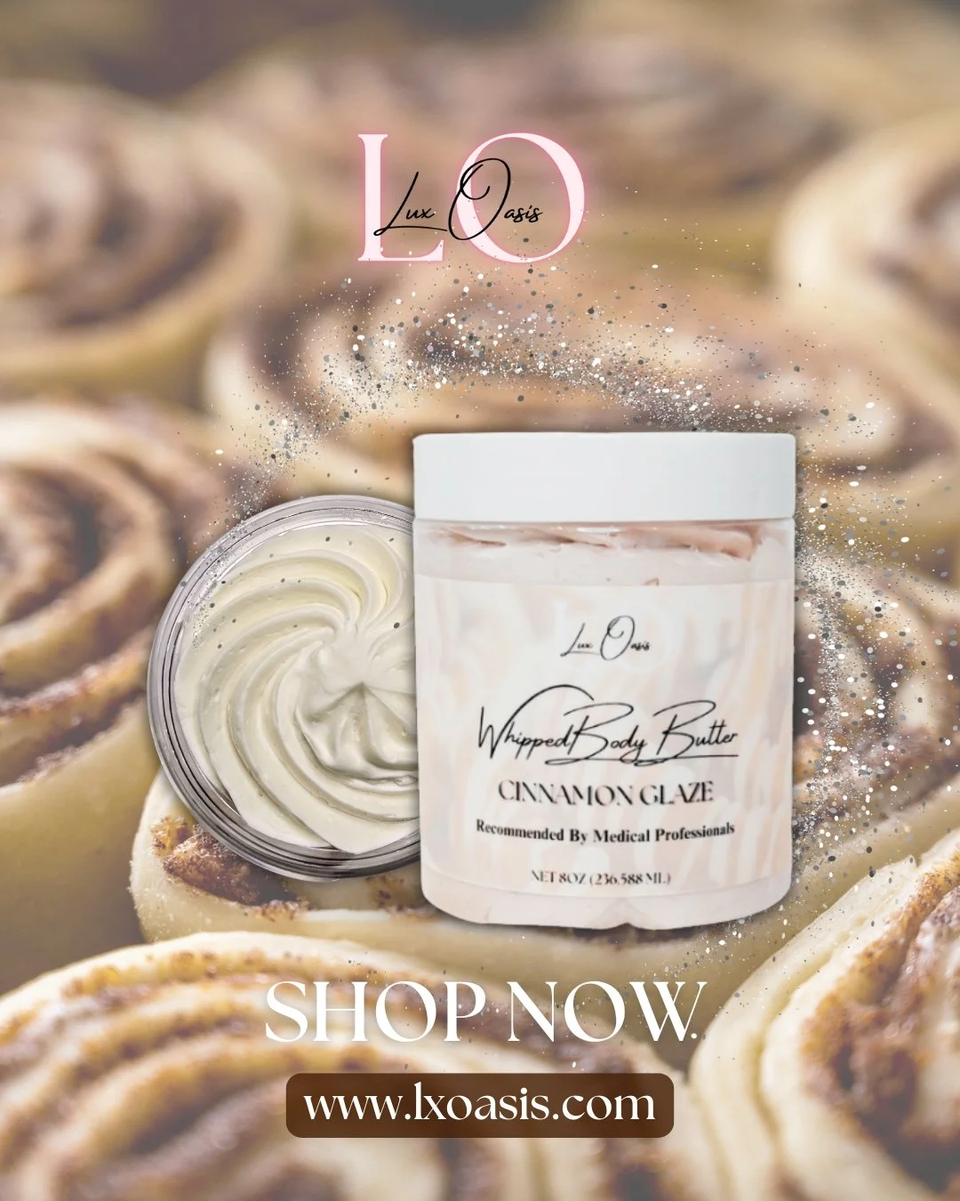 Wrap your skin in the sweet, cozy scent of cinnamon rolls 🍂✨ 

Our Cinnamon Glaze Whipped Body Butter melts into your skin, leaving it soft, nourished, and irresistible. Who&rsquo;s ready for a little self-care indulgence? 

➡ Shop now at lxoasis.co
