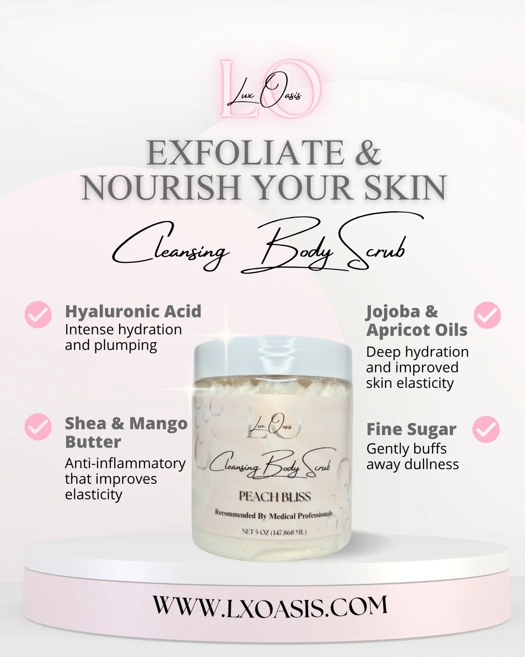 Exfoliate. Cleanse. Nourish. ✨

Our Cleansing Body Scrub refines skin texture, boosts radiance, and leaves your skin feeling clean, smooth, and refreshed, and never stripped. 

With all-natural, clean ingredients:
✔️Hyaluronic Acid - Intense hydratio