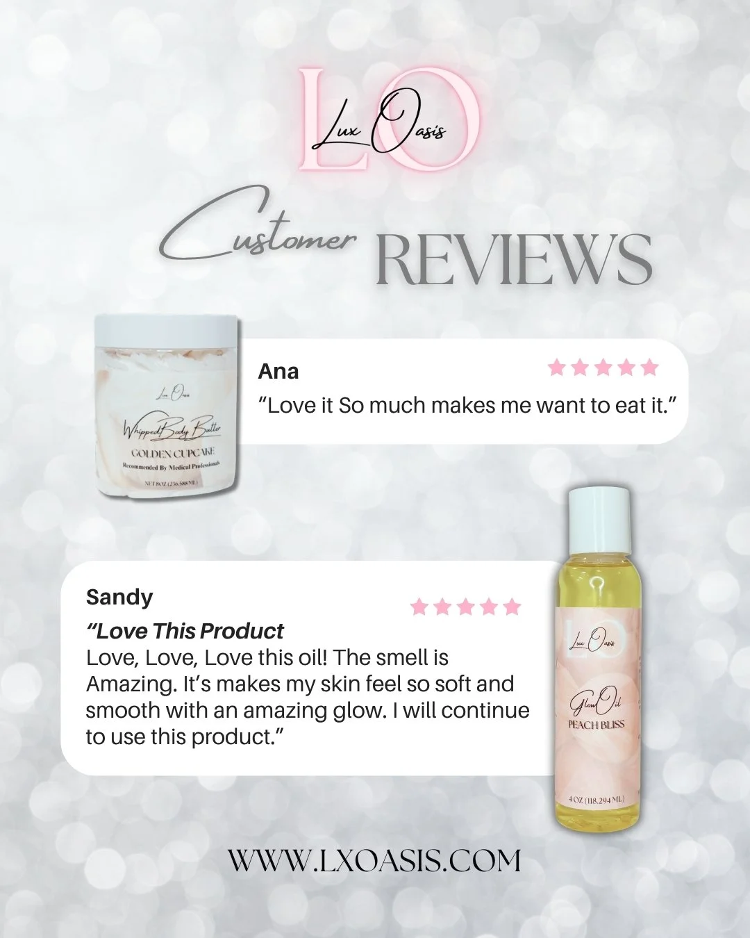 Our lovely beauty conscious customers say it best:

💬 "Love it so much makes me want to eat it." - Ana

💬 "Love This Product. Love, Love, Love this oil! The smell is amazing. It's makes my skin my feel so soft and smooth with an amaz