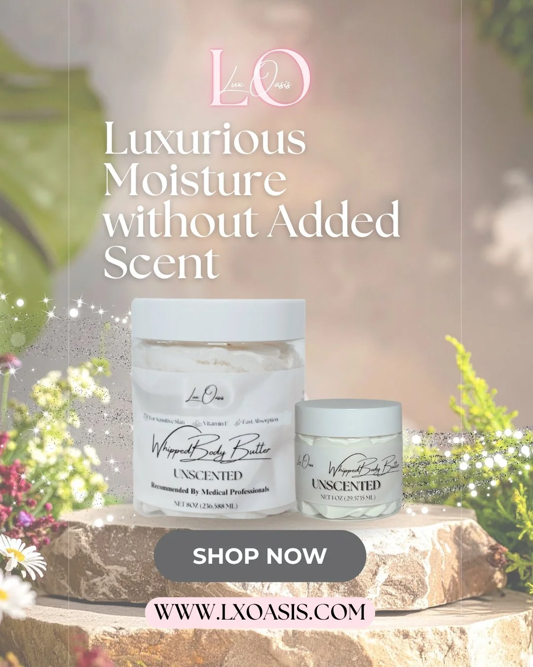 Love the hydration but prefer no fragrance? We've got you covered. 🤍 

Our 8 oz. large and 2 oz. small jars of Unscented Whipped Body Butter provide all the  moisture without any added scents, making them perfect for the most sensitive skin. 

All o