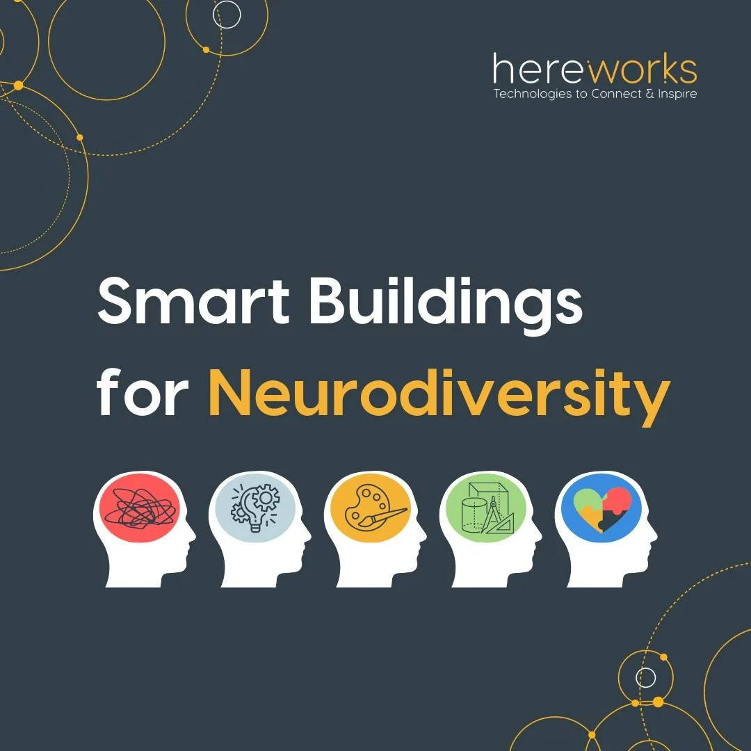 A graphic I created to promote the blog "Smart Buildings for Neurodiversity" across Hereworks' social media platforms.