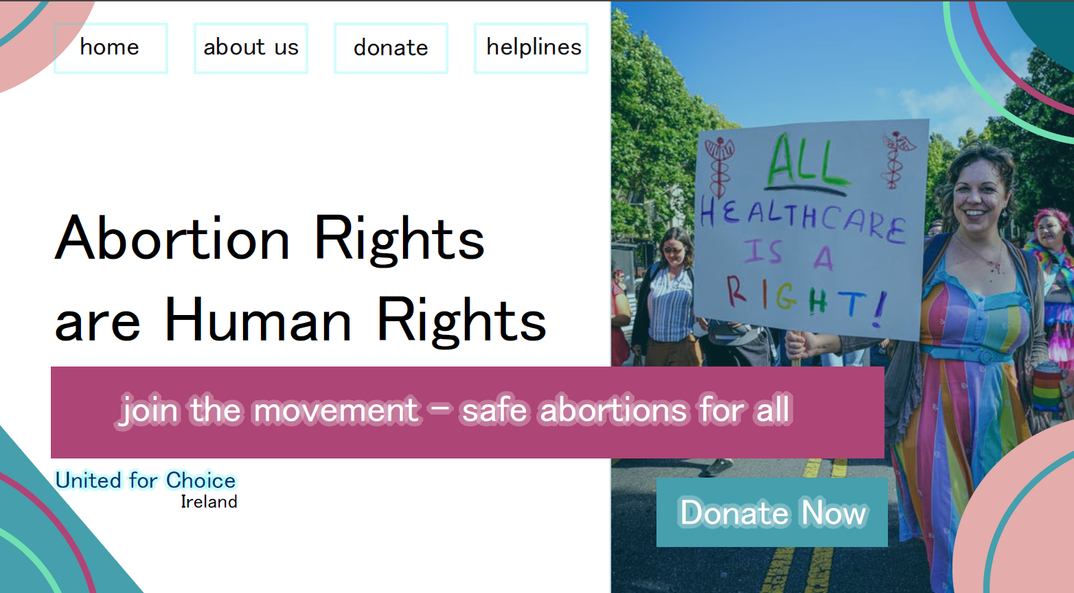 A website homepage mockup designed for a mock social campaign as part of an assignment.