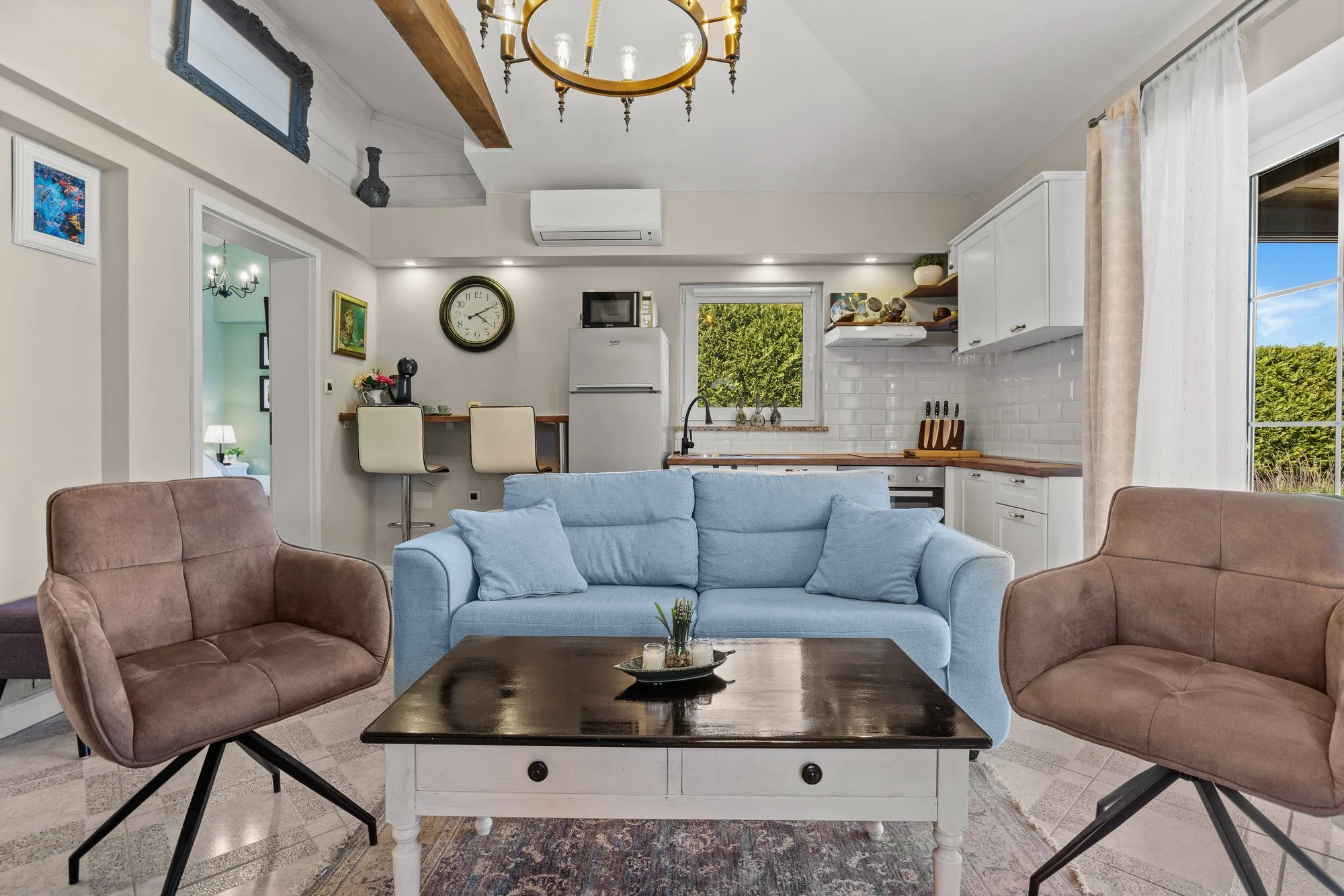 Elegant living area with modern design in a holiday villa in Istria