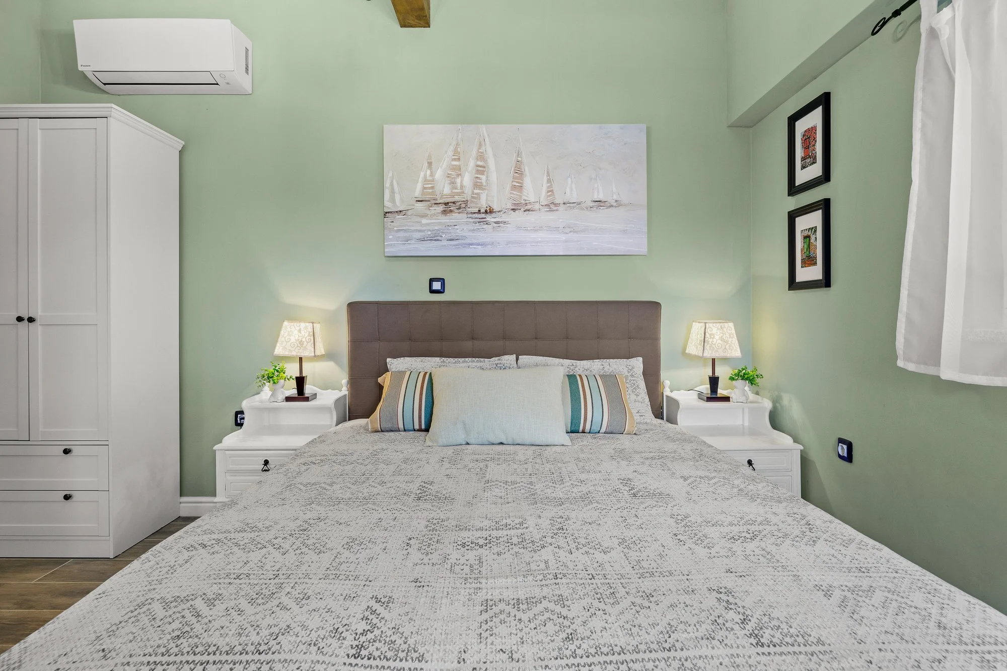 Elegant bedroom with modern design in a holiday villa in Istria