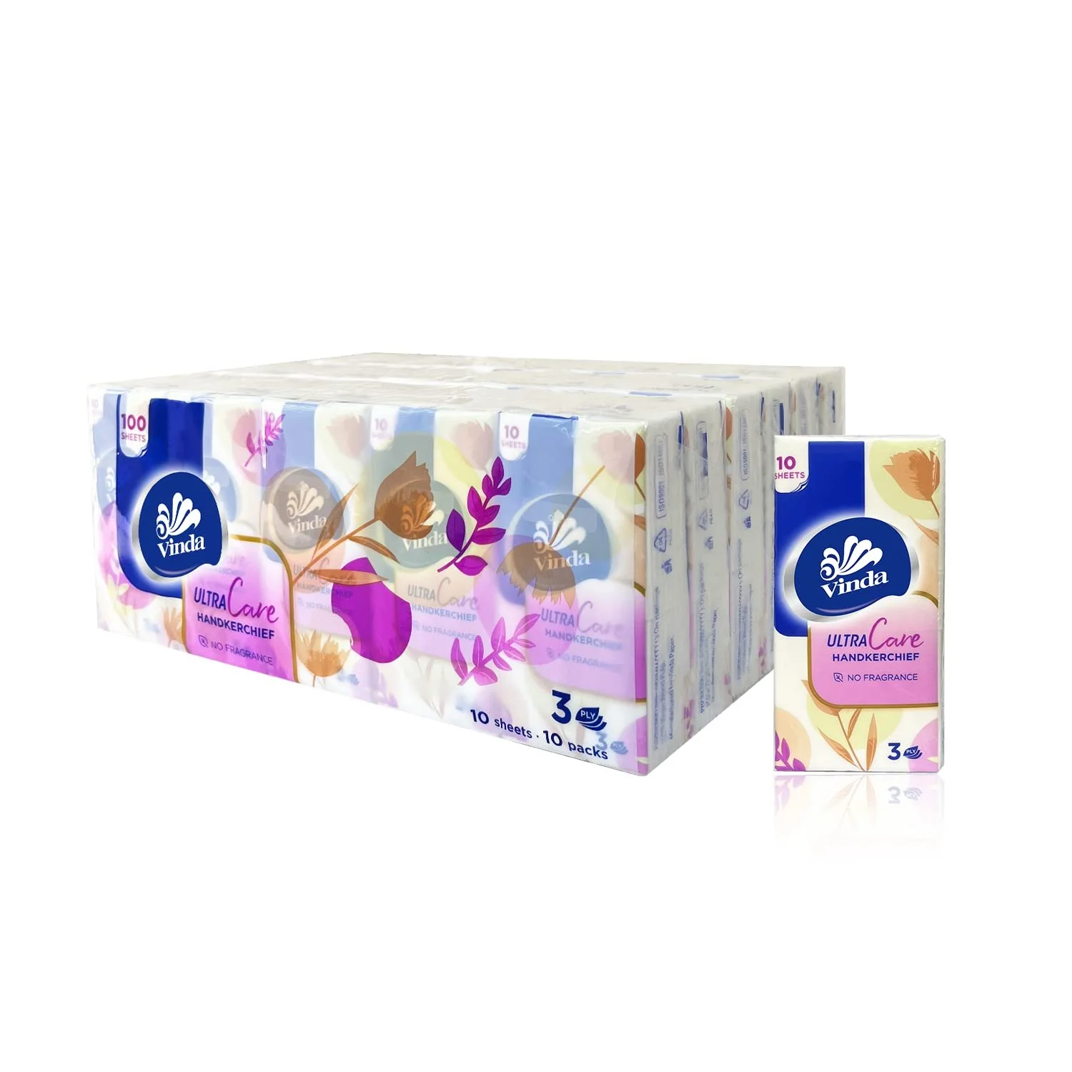 Pocket tissue packaging film for small tissue packs and travel-size tissue products