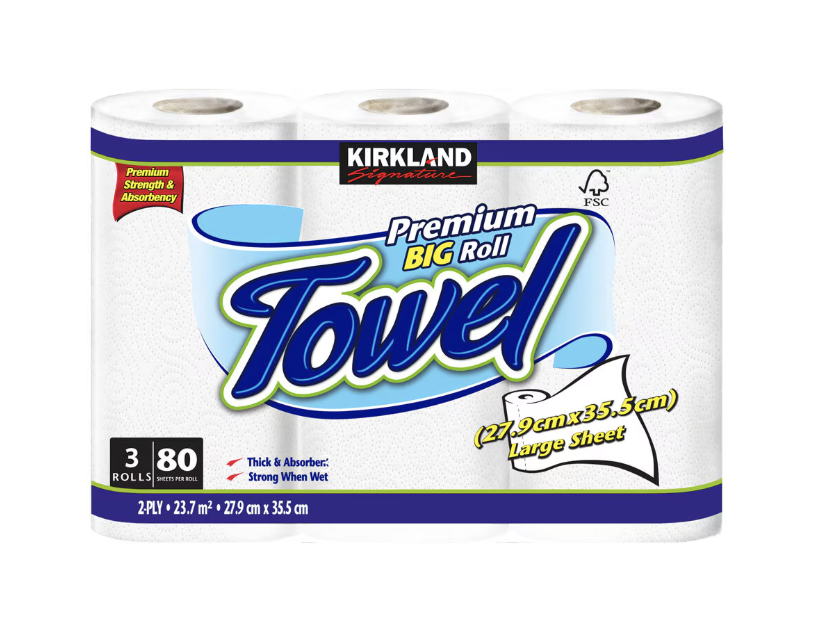 Printed flexible packaging for kitchen rolls and paper towel products