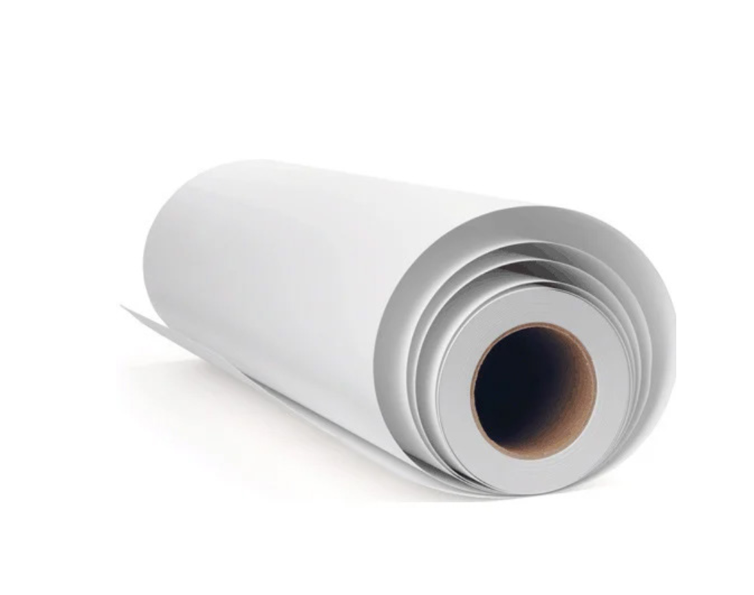 Rolled white paper on a brown cardboard tube