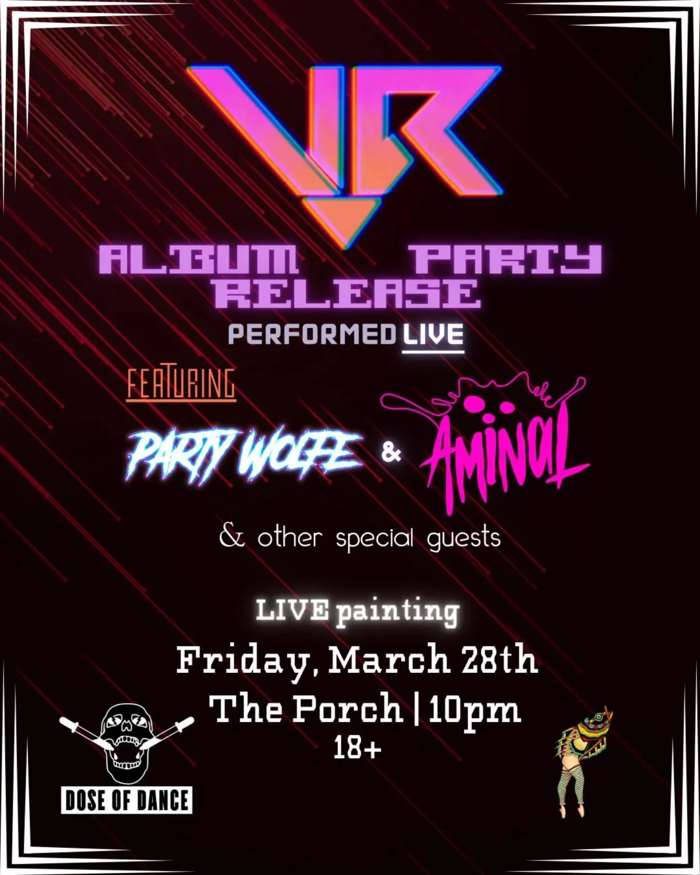 Dance, dazzles, and drops. March 28th at @theporchsmtx 
Come see the new album performed LIVE with some friends of mine.

#cyberpunk #synthwave #dancemusic #edm #outrun #80smusic #vaporwave #austintxmusic #darksynth #midtempo #psytrance #ebm #ebsm #d