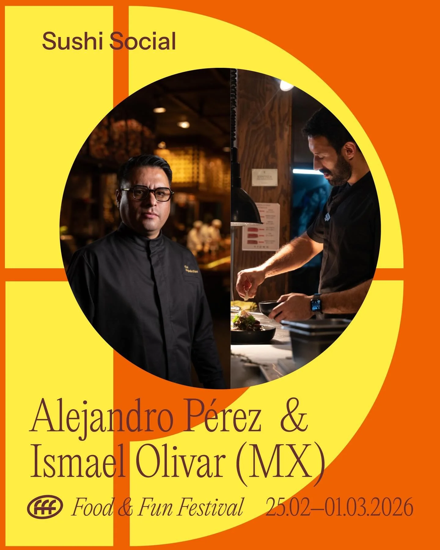Alejandro P&eacute;rez og Ismael Olivar x Sushi Social &aacute; Food &amp; Fun💛

Alejandro og Ismael koma fr&aacute; Michelin Recommended veitingasta&eth;num Hotaru &iacute; Madrid og Monterrey &iacute; Mex&iacute;k&oacute;. Hotaru er &thorn;ekktur 