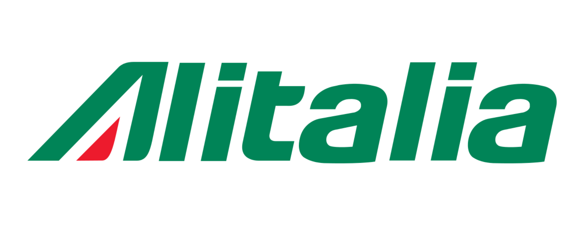 Alitalia logo with green text and a red and green stylized triangle