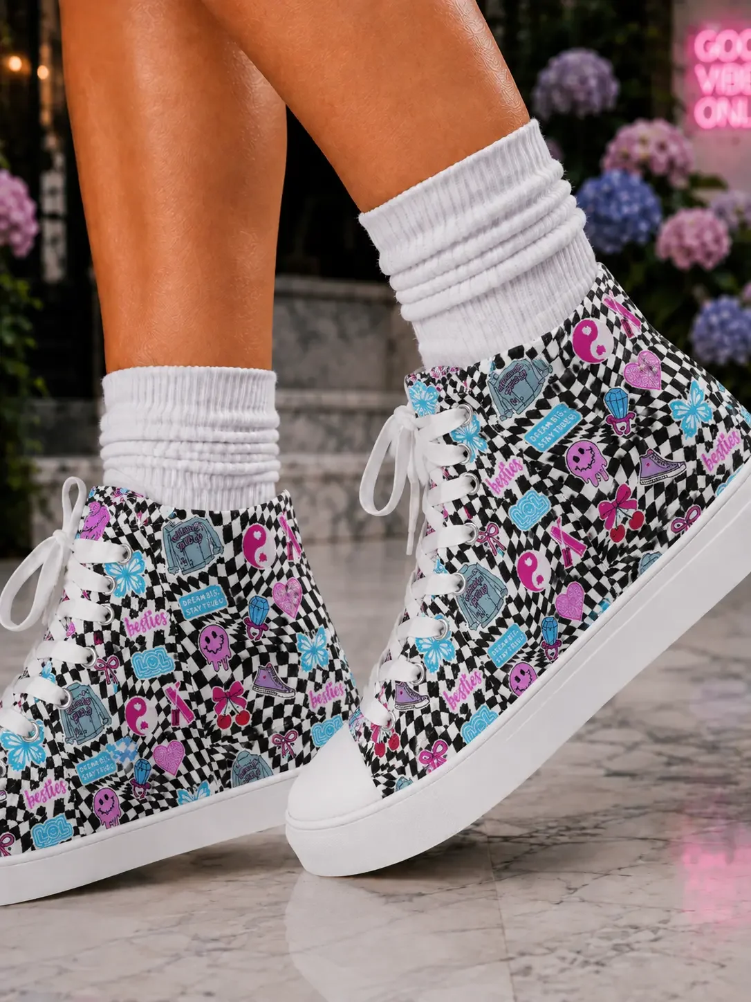 y2k-checkered-sticker-sneakers-on-foot.webp