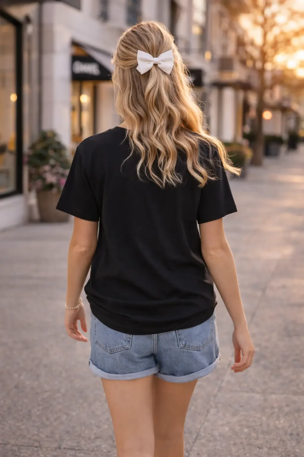 girls-preppy-black-tshirt-back-view-white-bow.webp